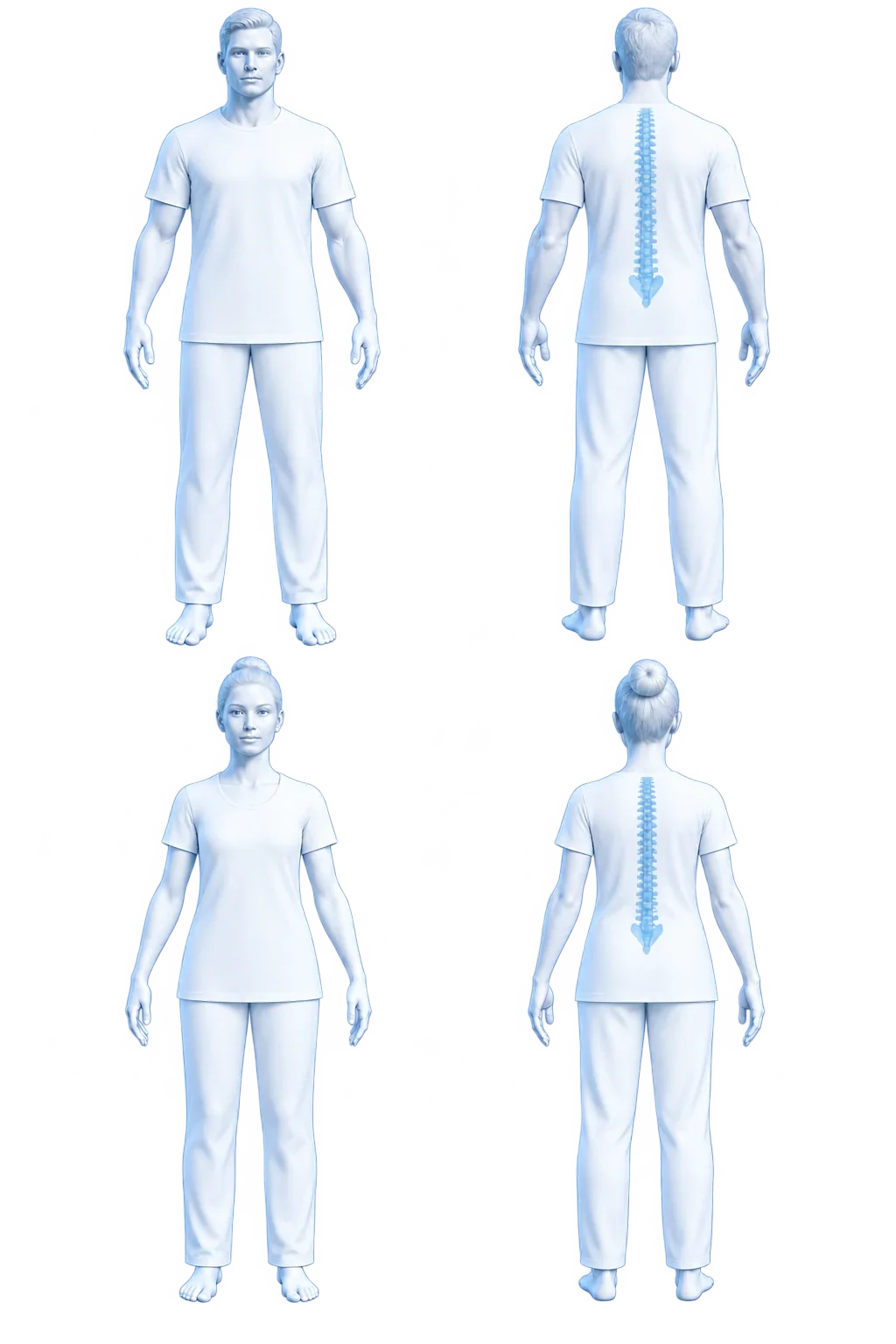 Figura masculina frontal para explorar regiones corporales