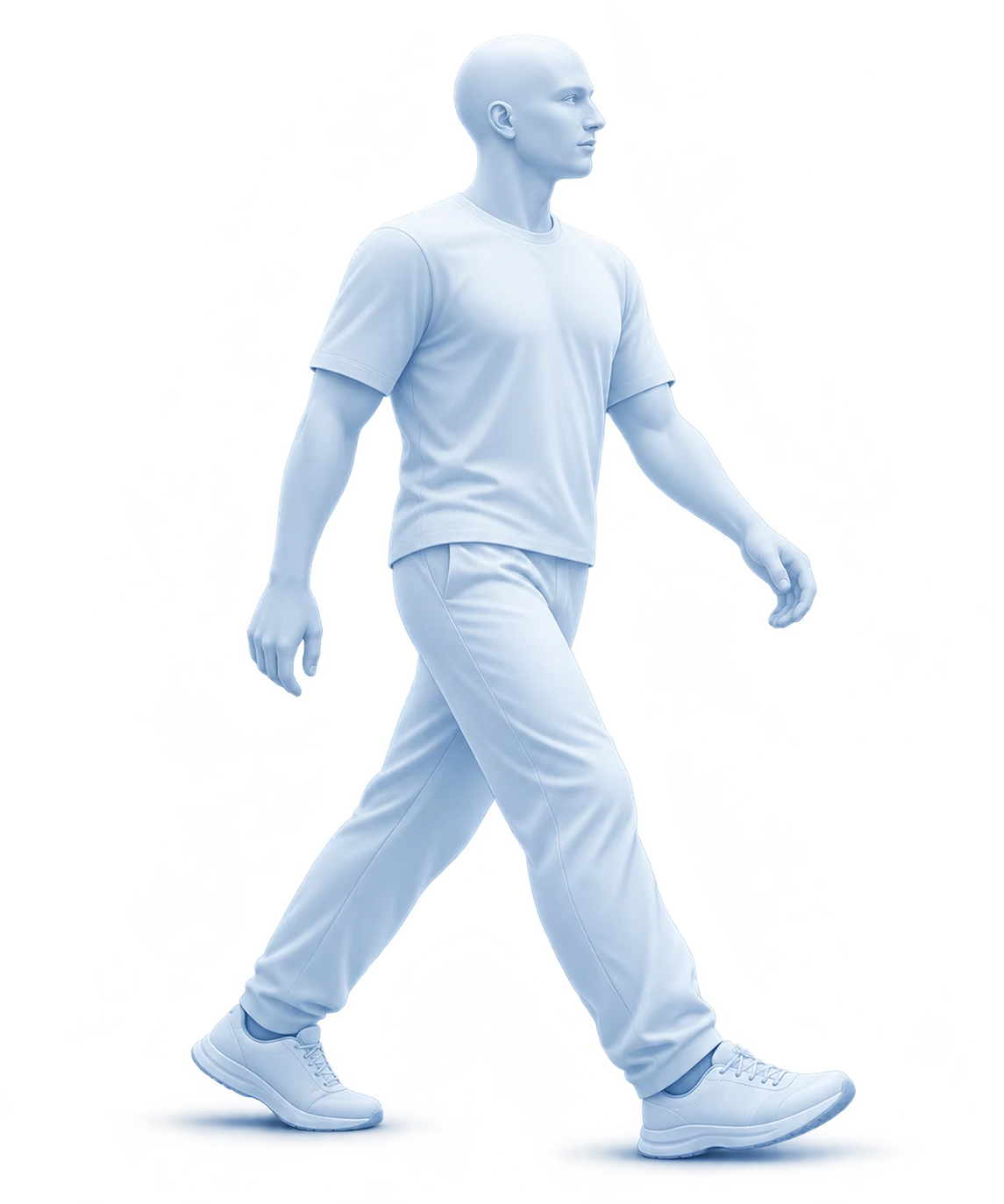 Figura ilustrada vestida caminando, como referencia de movimiento cotidiano